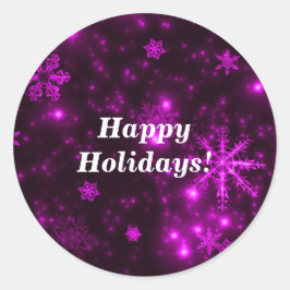 Copos de nieve con Pegatinas redondos de fondo mor