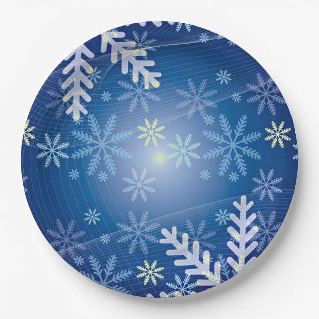 Copos de Nieve de Navidad - Plato de Papel de Fond (Anverso)