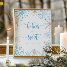 Copos de nieve de plata azul Los bebés son Posters