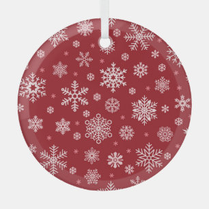 Copos de nieve, decoración roja, motivos Navidades