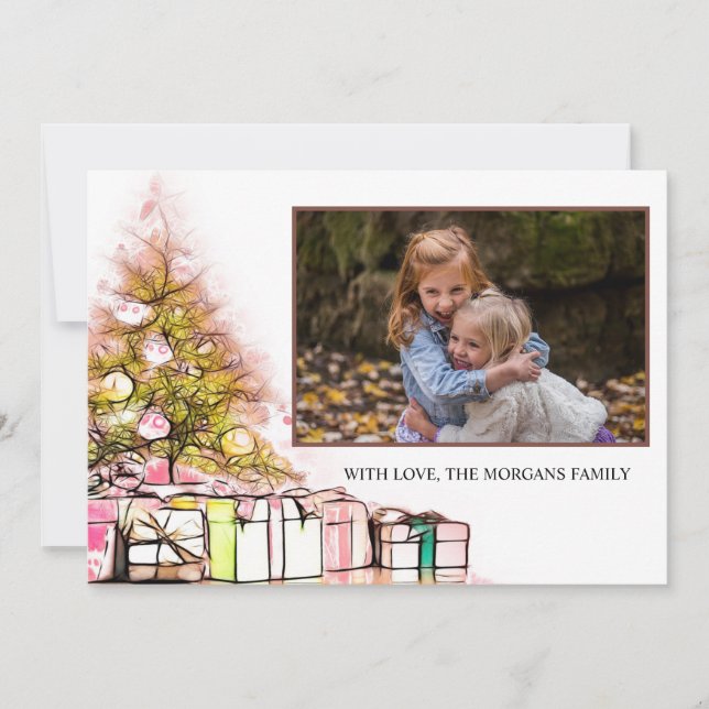 Copos de nieve dorados, árbol de Navidad, presenta (Anverso)