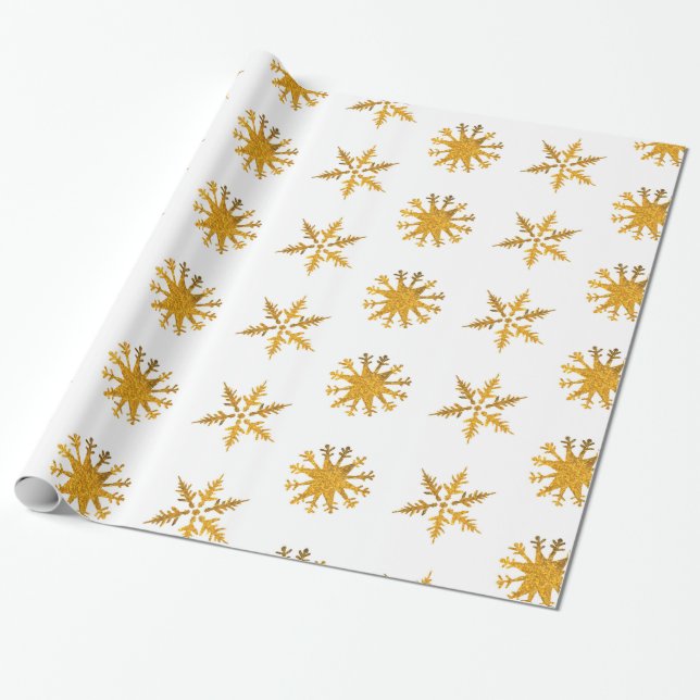 Copos de nieve dorados Papel de relleno (Desenrollado)