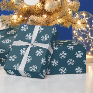 Copos de Nieve Elegantes Papel de Regalo Navideñ