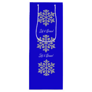 Copos de nieve en bolsa de regalo azul