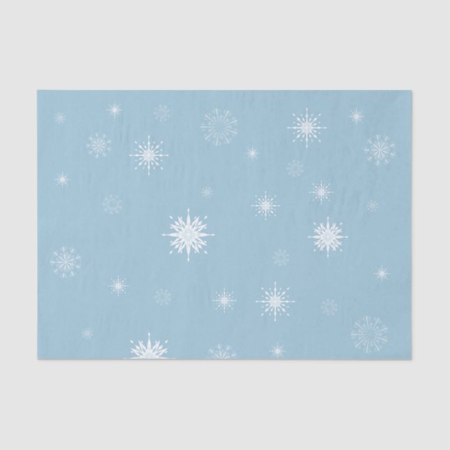 Copos de nieve en el papel seda azul (Anverso)