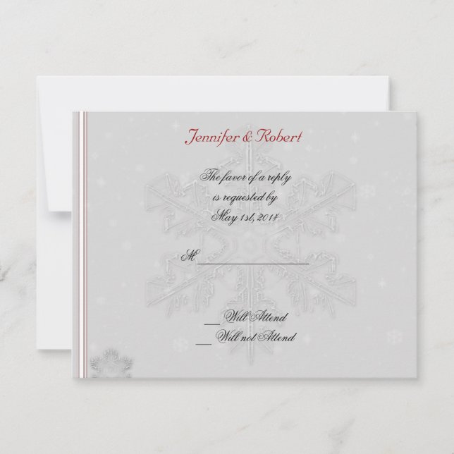 Copos de nieve en la tarjeta de respuesta plateada (Anverso)