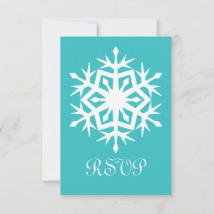 Copos de nieve en la tarjeta RSVP turquesa
