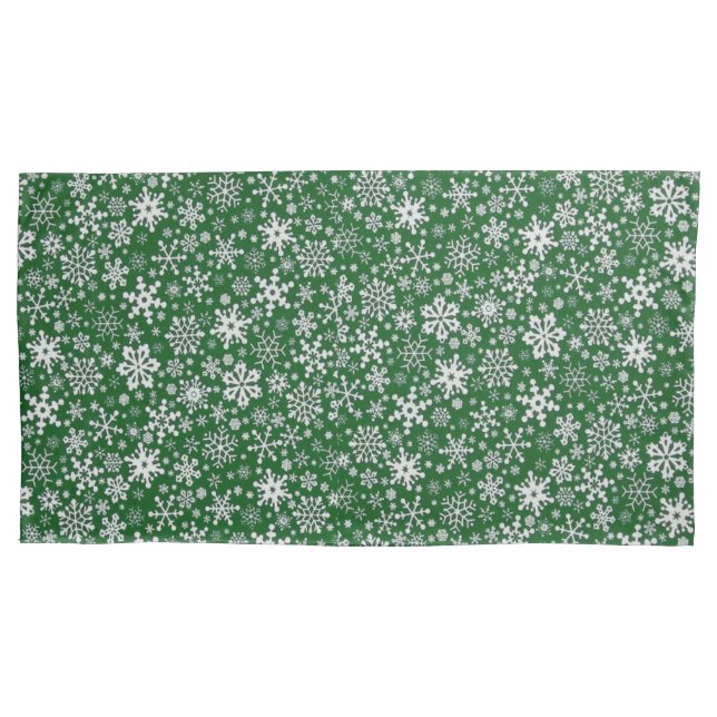 Copos de nieve en las fundas de almohada verdes, (Anverso-izquierdo)