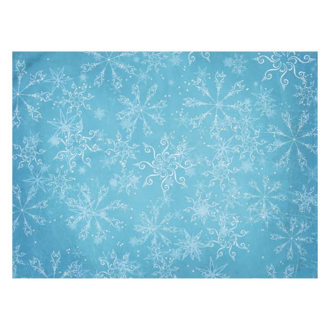 Copos de nieve en mantel azul (Frente (Horizontal))