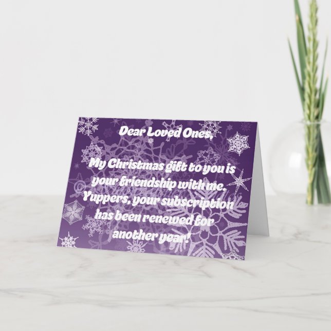 Copos de nieve en Tarjeta de Navidad Morada con Sa (Anverso)