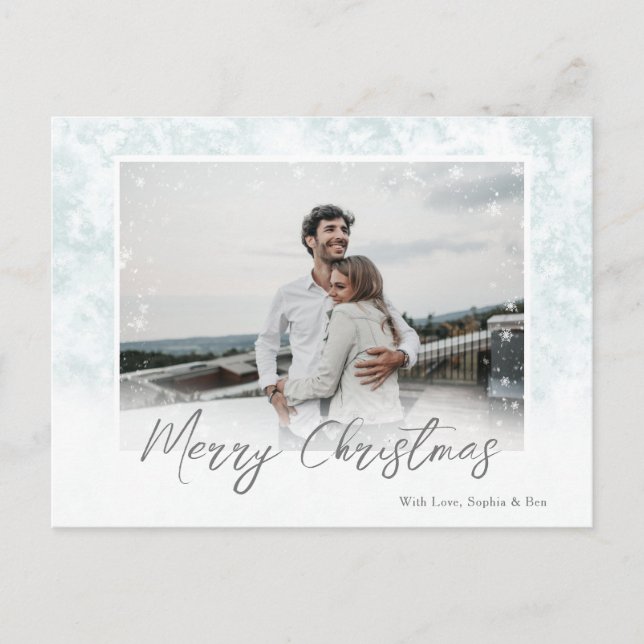 Copos de nieve Feliz Navidad Una postal fotográfic (Anverso)