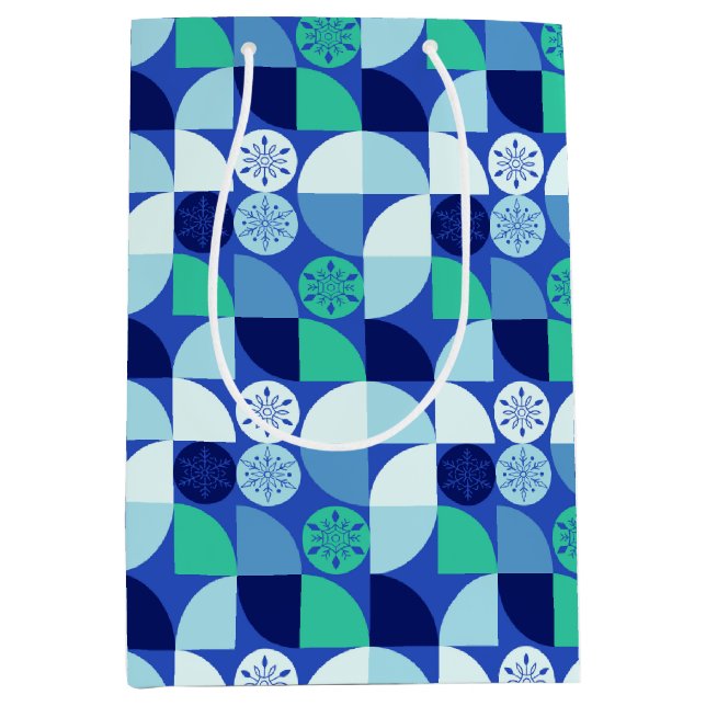 Copos de nieve geométricos - fondo azul - bolsa de (Anverso)