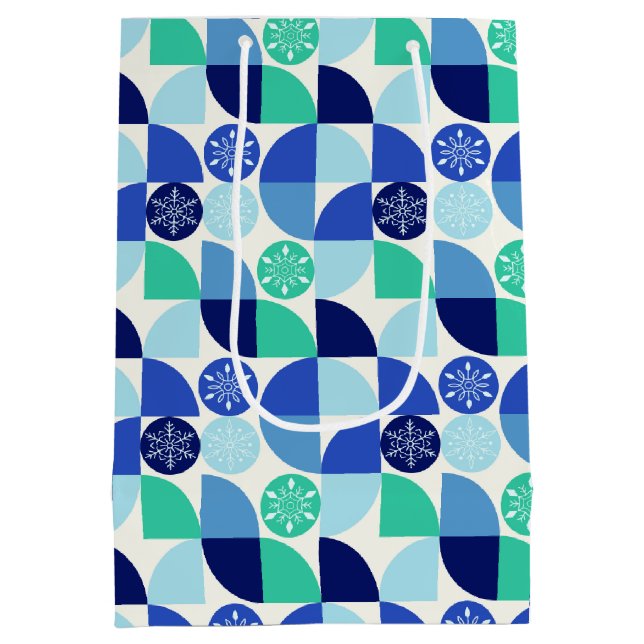 Copos de nieve geométricos - Fondo claro - Bolsa d (Reverso)