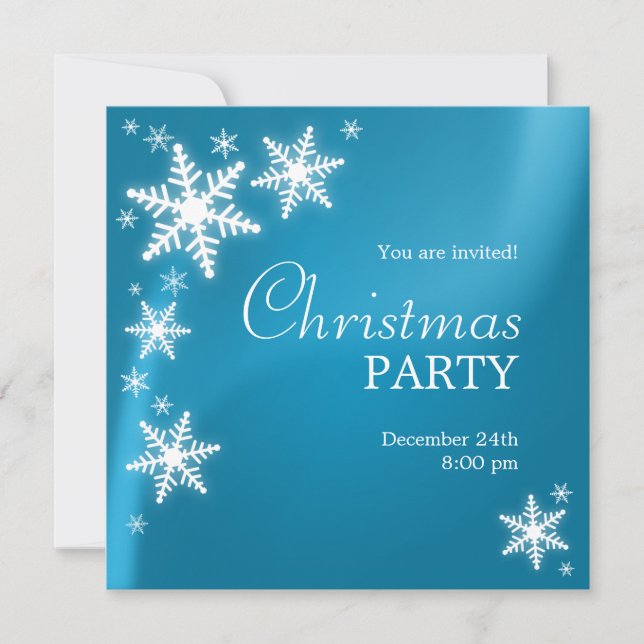 Copos de nieve Invitación de fiesta de Navidades a (Anverso)