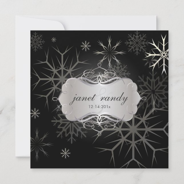 Copos de nieve, invitaciones a la boda invernal (Anverso)