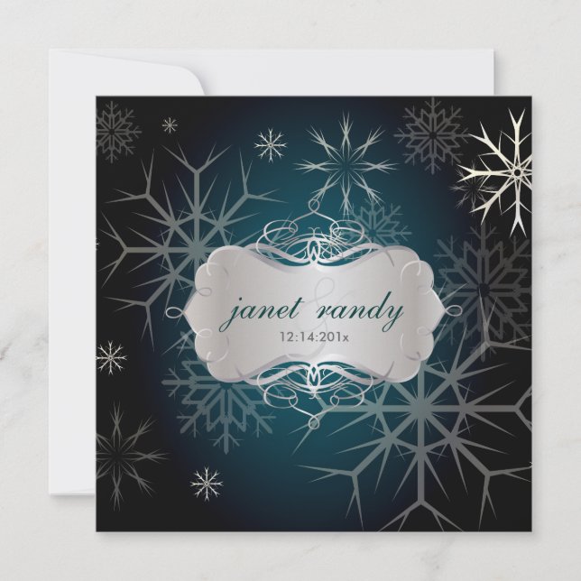 Copos de nieve, invitaciones a la boda invernal (Anverso)