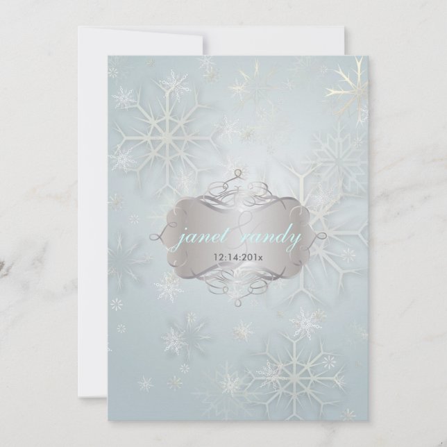 Copos de nieve, invitaciones a la boda invernal (Anverso)