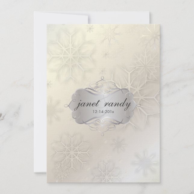 Copos de nieve, invitaciones a la boda invernal (Anverso)