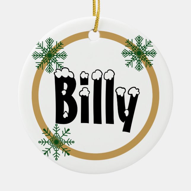 Copos de nieve Nombre personalizado Ornamento cerá (Frente)