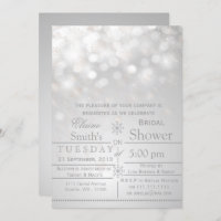 copos de nieve plata ducha de novia Invitación