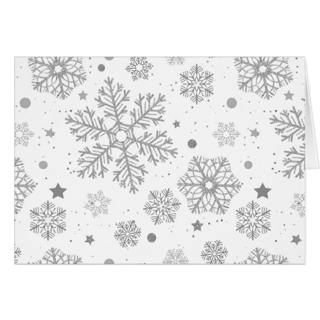 Copos de nieve plateados en blanco (Anverso (Horizontal))