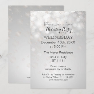 copos de nieve plateados y Invitaciones de fiesta