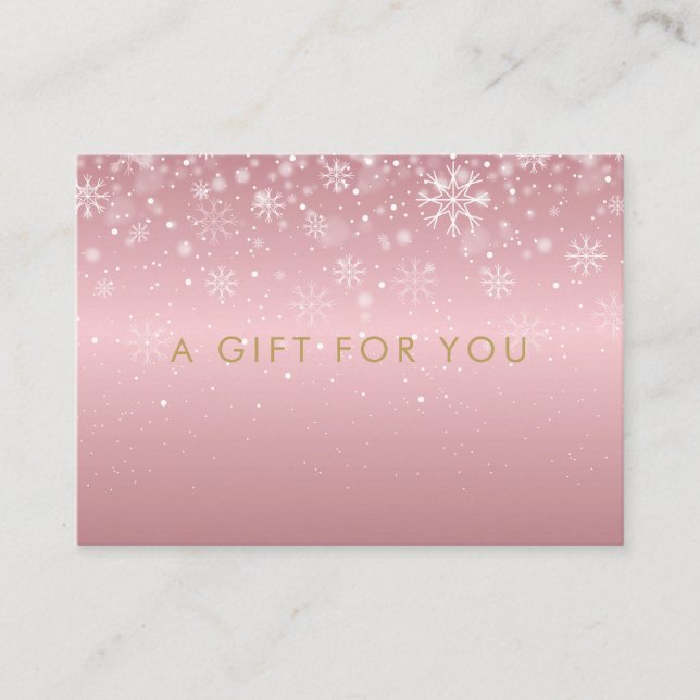 Copos de nieve Rosa Certificado de regalo de vacac (Anverso)