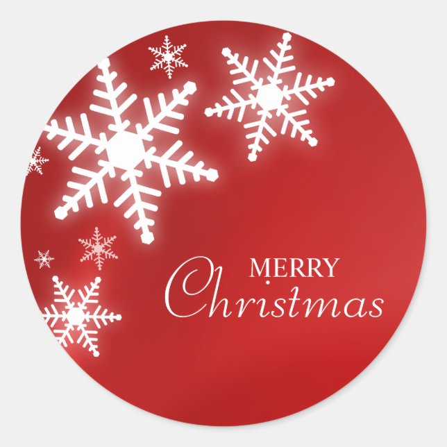 Copos De Nieve Sobre El pegatina Rojo (Anverso)
