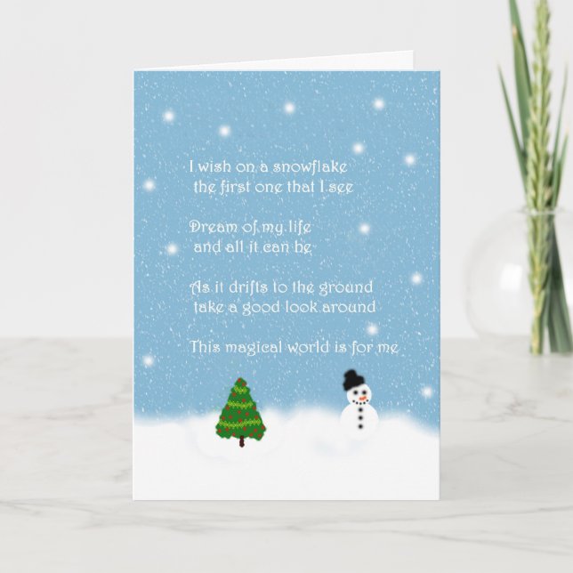 Copos de nieve Tarjeta de felicitación de poesía o (Anverso)