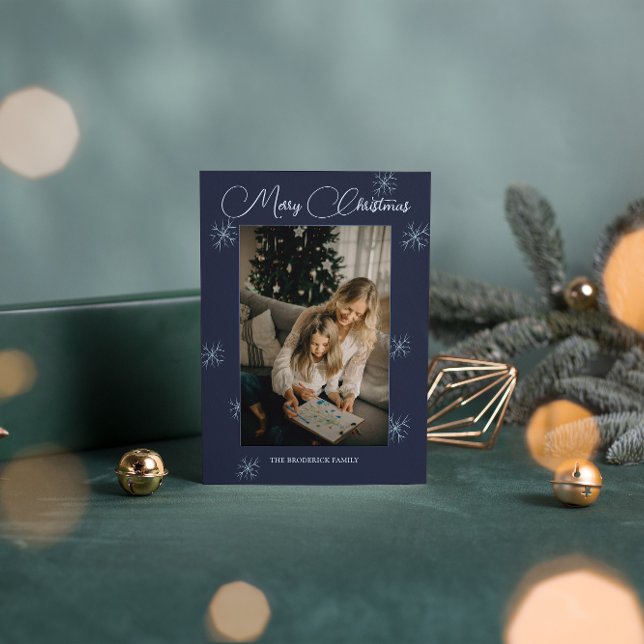 Copos de nieve | Tarjeta de Navidad con foto famil (Subido por el creador)