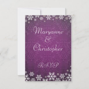 Copos de nieve y la boda de Damasco Morado RSVP