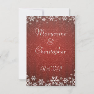Copos de nieve y la boda de Damasco Rojo RSVP