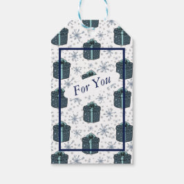 Copos De Nieve Y Presenta Etiqueta De Regalo