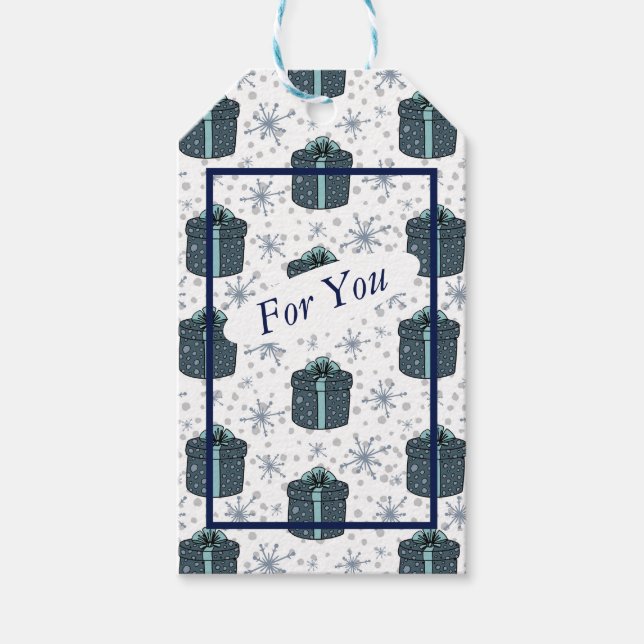 Copos De Nieve Y Presenta Etiqueta De Regalo (Anverso)