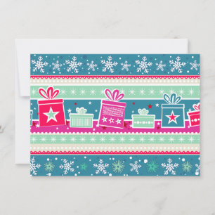 Copos de nieve y presenta la invitación de postal
