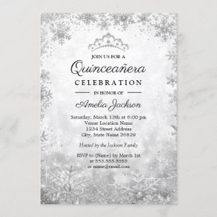 Copos de Plata Invitación de Quinceañera de Invier