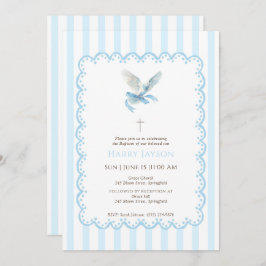 Coqueta azul Dove Baptism Invitación