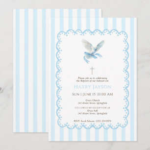 Coqueta azul Dove Baptism Invitación