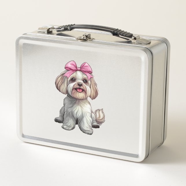 Coqueta Bow Havanese Perro Mamá Chica Rosa (Anverso)