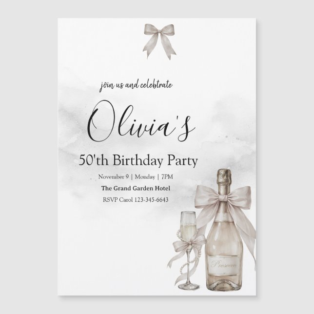 Coqueta Negra Minimalista Elegante Cumpleaños 50 (Anverso)