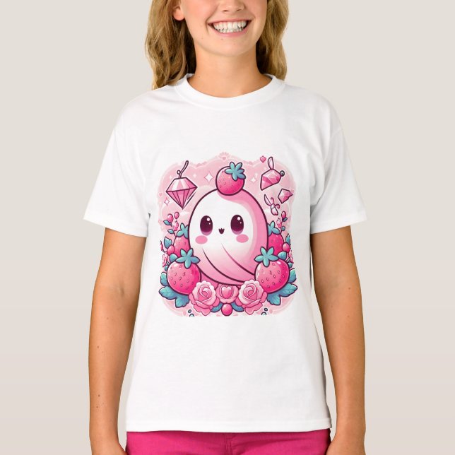 Coqueta rosa Adorable Fantasma Camiseta (Anverso)
