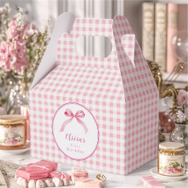 Coqueta rosa Bow caja de Favor de Cumpleaños