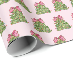 Coqueta rosa Bow Papel de envolvimiento de árbol d