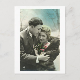 Coqueteo Francés - Tarjeta Postal de Amor Romántic
