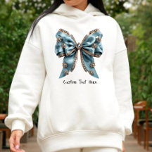 Coquette Aesthetic Blue Bow Custom Name Sweatshirt