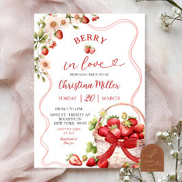 Coquette Berry In Love Bridal Shower Invitación