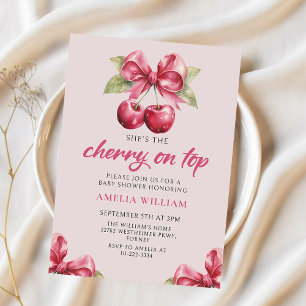 Coquette Bow Cherry en la mejor invitación de Baby