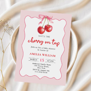 Coquette Bow Cherry en la mejor invitación de Baby