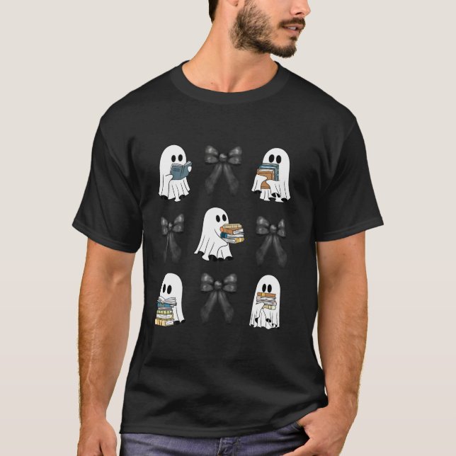 Coquette Bow Ghost Reading Libros Sweater Hallowee (Anverso)