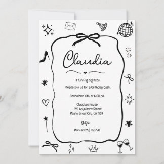 Coquette Bow Invitación de cumpleaños Fiesta capri